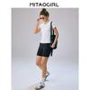 Mitaogirl Kendall Sports Tops Women's Breathable Quick-Drying Workout Clothes Running Fitness Yoga Shoulder White T-shirt