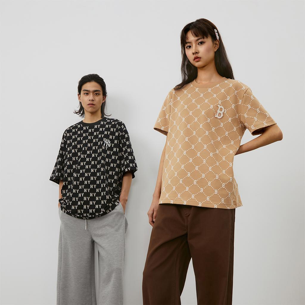 New MLB MONOGRAM Reading Collection T Shirt Unisex Light Camel 3ATSM0143-43CAL