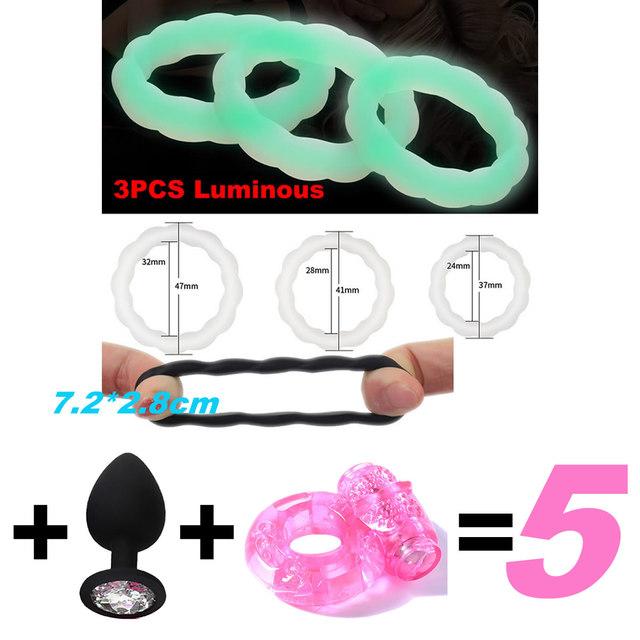 5PCS/KIT Cock Rings Flash In The Night Lock Durable Silicone Penis Ring Sex Toy for Men Male Delay Ejaculation Scrotum Lock Ring