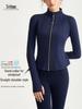 Women's Slim-Fit Windproof Yoga Jacket with Stand Collar & Zipper - Long Sleeve Fitness Wear for Autumn/Winter