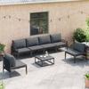 Garden Sofa Set with Cushions 6 Pcs Black Steel