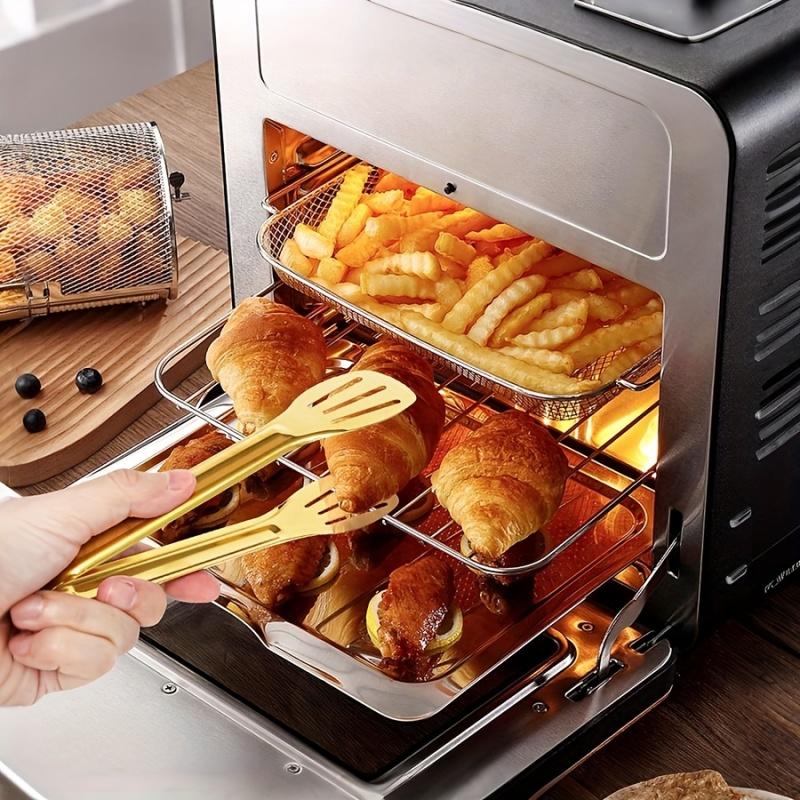 Stainless Steel Clamps 7-Inch Self-Serve Tongs Suitable For Buffet, Salad, Appetizer, Grill Tongs, Cooking Steak, Bread And Cake Set