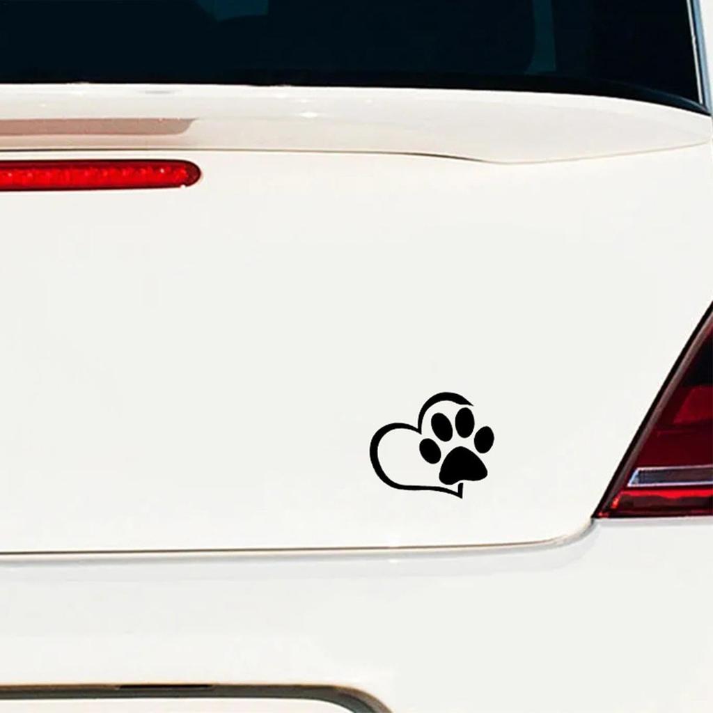 Dog Paw Waterproof Car Sticker Cute Dog Cat Paw Paw Sticker Heart Car Window