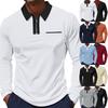 Mens British Style Long Sleeve Zipper Quick Dry Breathable Golf Polo T Shirt