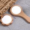 Wooden Hand Mirror Vintage Portable Round Cosmetic Mirror Compact Makeup Vanity Hand Held Mirror Women Travel Mirrors