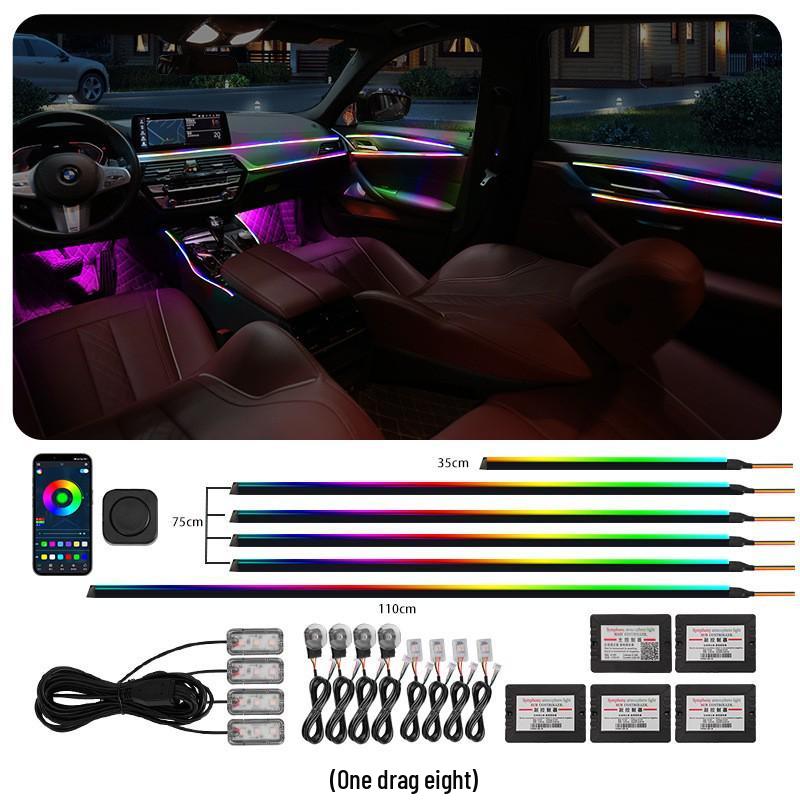18-in-1 LED Vehicle Ambient Light Strip: Hidden Acrylic, 256 Colors
