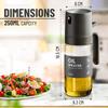 250ml 2in1 Glass Oil Sprayer Bottle for Cooking Oil Dispensers BBQ Olive Oil Sprayer Jar Mister for Air Fryer Baking Kitchen