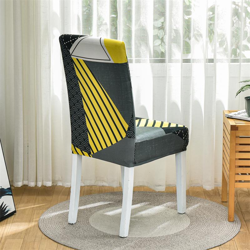 Bedruckter Stuhlbezug Mehrfarbiges Geometrisches Muster Fleckenabweisender Stuhlbezug Hotel Zuhause Universal Enganliegend Esszimmer Schutz