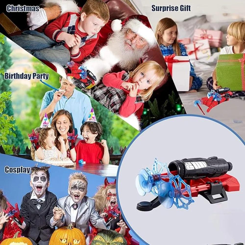 20Sets Spider Launcher Spitting Gloves Sticky Wall Bullet Gun Suction Cup Projectile Toys Children's Wrist Launch Spitting Toys