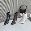 2025 new pointed thin high heel side zipper plain low tube received Martin thin women's short boots