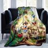 1pc. Cartoon Fairy Painting Nature Scene Throw Blanket, Home Decorative Quilt Coverlet Bedspread for All Seasons, Soft Flannel Throw Blanket