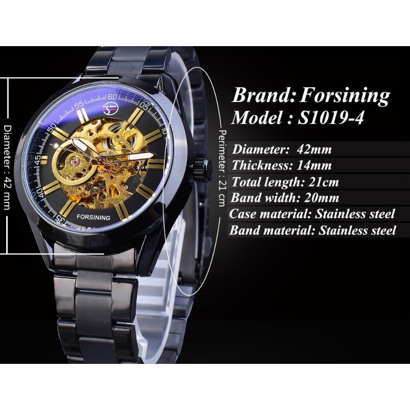 Forsining Men Fashion and Leisure Hollow Blue Glass Waterproof Mechanical Watch