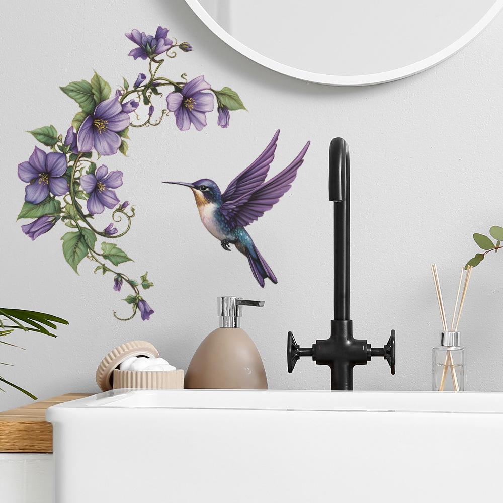 Creative Morning Glory Magpie Bathroom and Home Background Beautification Stickers