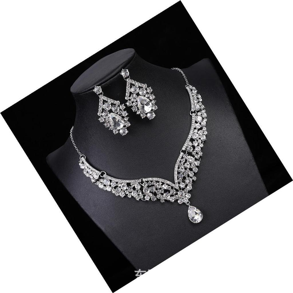 European & American Crown Necklace & Earrings Alloy Jewelry Set for Brides