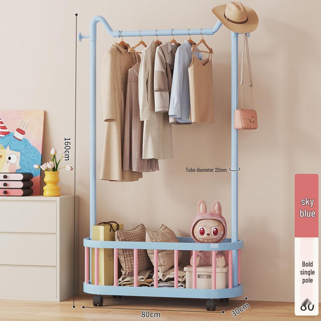 Mobile Clothes & Hat Rack, Dormitory & Bedroom Floor Stand, Small Hanging Rack with Bag Hook - 2026 New Style.