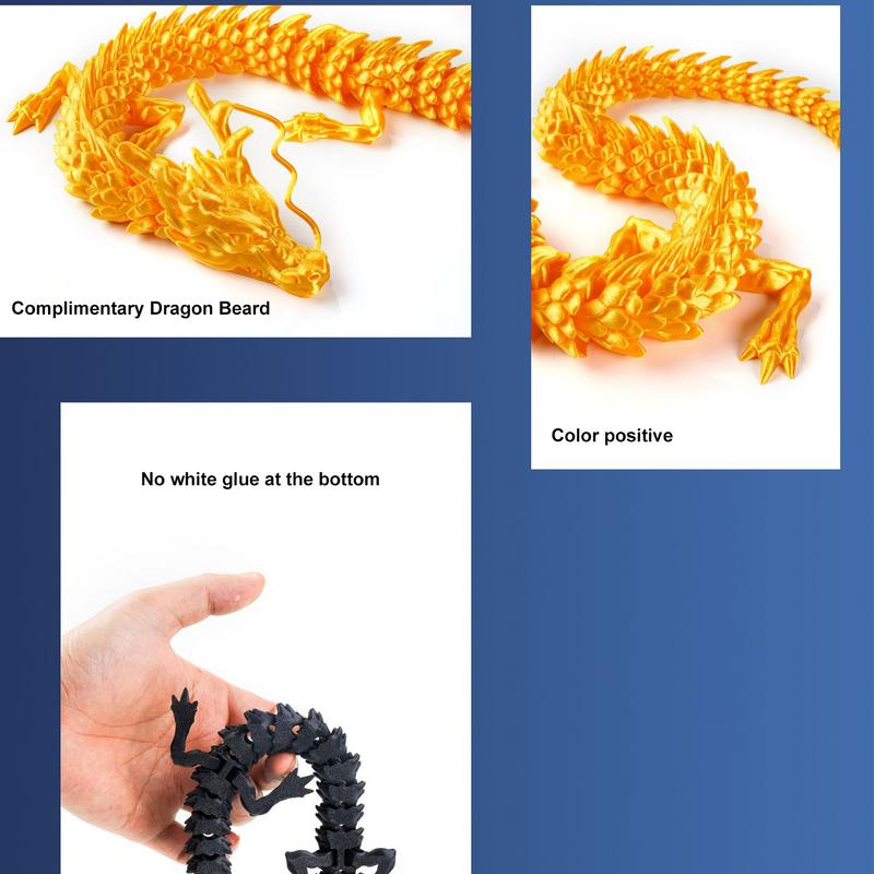 3D Printed Articulated Dragon Chinese Dragon Flexible Realistic Made Ornament Toy Model Home Office Decoration Decor Kids Gifts