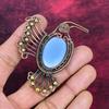 Owyhee Blue Opal Gemstone Pendant Copper Wire Wrapped Bird Jewelry Unique Pendant