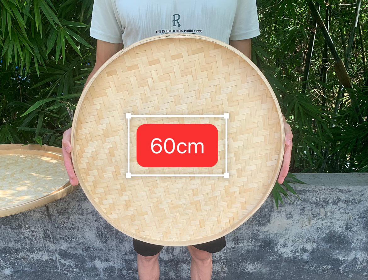 Bamboo Round Winnowing Basket: Handmade Decorative Tray & Plate for Drying, Painting, or Feeding Pigeons