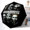 1pc Rammstein Metal Automatic Umbrella   8 Rib Portable Folding Black Iron Frame for Outdoor, Beach, Travel, Beach Umbrella 186