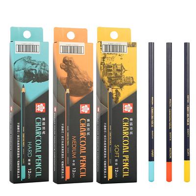 SAKURA Professional Charcoal Wooden Pencil Set Sketch Drawing Soft Medium Hard Wood Pencils - Artist & Student Art Supplies 3Pcs