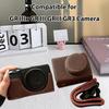 Vintage PU Leather Camera Bag Half Body Protective Cover with Strap for GR IIIx GR III GRIII GR3 Enhanced Grip Soft Lining 1Celsius4 Inch Thread Hole