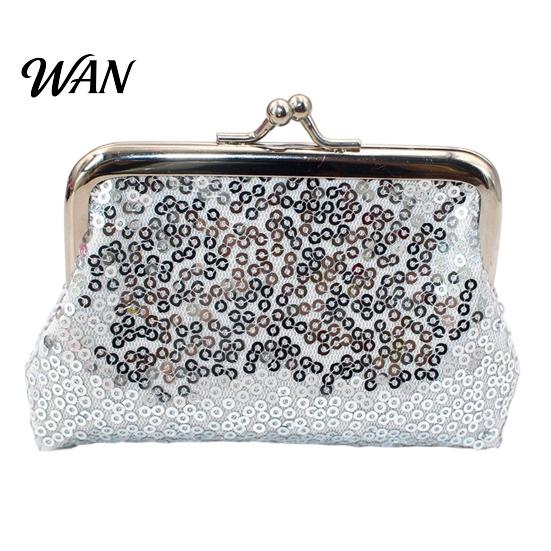 Elegant Coin Wallet Women Purse, with Metal Hinge And Kiss-lock Design, Lightweight Portable Purse Mini Wallet, Sequined Glitter Vintage Pouch
