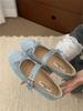 Fashion IPPEUM Velvet Ballet Flats Round Toe Buckle Mary Jane Shoes 2025 New Summer Ballerinas Zapatos Mujer