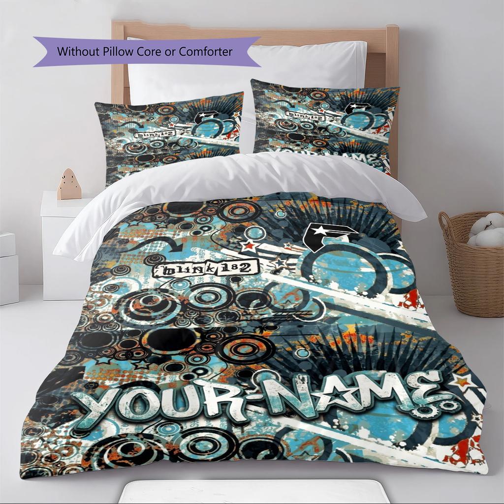 Name Custom blink-182 Pattern Bedding Set Quilt Cover Pillowcase Home Decor Gift (1 * duvet cover + 2 * pillowcase, without core)