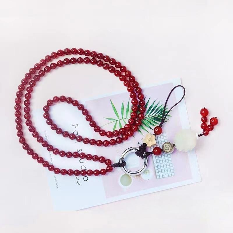 Fashion Agate Chalcedony Necklace Mobile Phone Hanging Sweater Chain Natural White Jade Bodhi Accessories, Removable Multi-Purpose