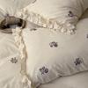 Spring/Summer Floral Embroidered Pure Cotton Linen 4-Piece Set - Soft, Skin-Friendly, 100% Cotton