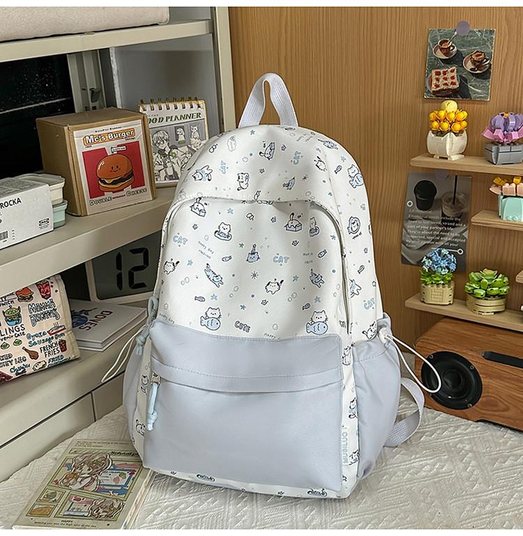 Cute Cartoon Cat Backpack For Girls With Nylon Material And Large Capacity For School And Travel
