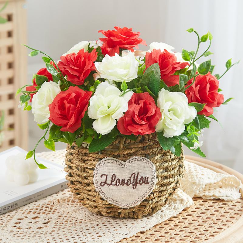 Silk Sunflower Floral Arrangement: Artificial Potted Bouquet for Living Room and Dining Table Decoration.