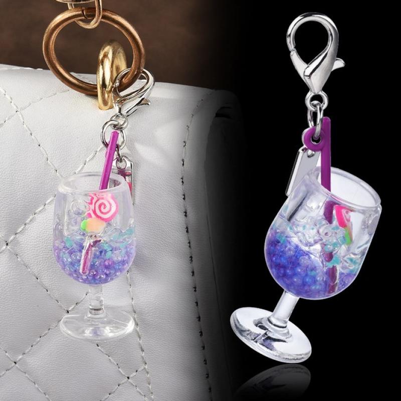 Fatia de Limão de Simulação de Plástico Luminoso Copo de Pé Alto Chaveiro Canudo Colorido Copo para Bebidas Decoração