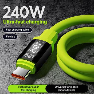 240W Usb C Cable With Power Display Fast Charging Charger For Iphone 15 16 17 Samsung Xiaomi Huawei Phones Type C Cord 1-2M