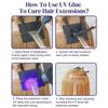 Complete UV Hair Extension Tool Kit with Fast-Curing Lamp, 30g Invisible Glue & Remover for Salon & DIY Hair & Lash Extensions
