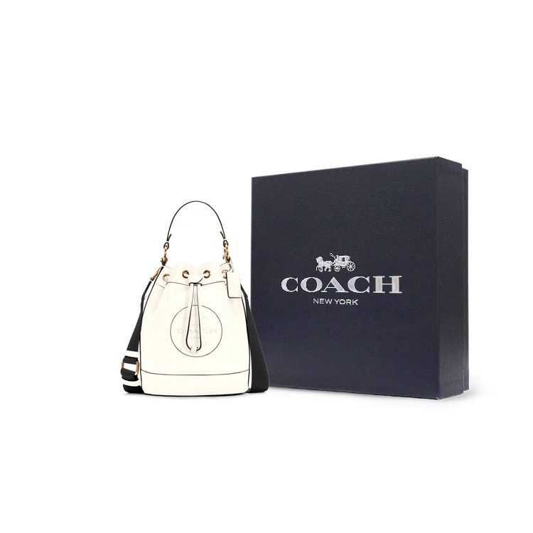 Coach Dempsey 22 Classic Leather Bucket Bag Women Handbags White C4100-IMCHK