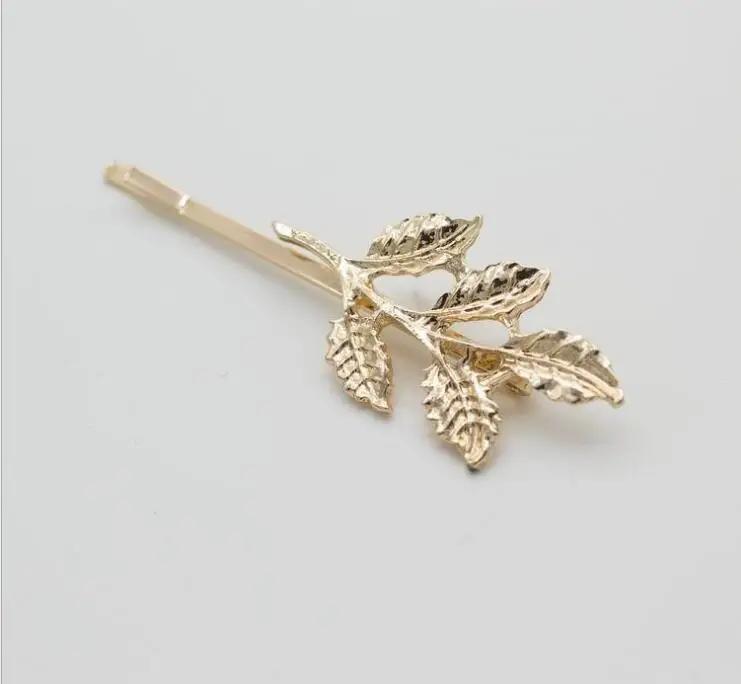 6Pcs/set Wedding Hair Accessories Olive Branches Leaves Beautiful Bride Hairpin Side Folder Jewelry hairwear leaf Olive Branches Gold-color