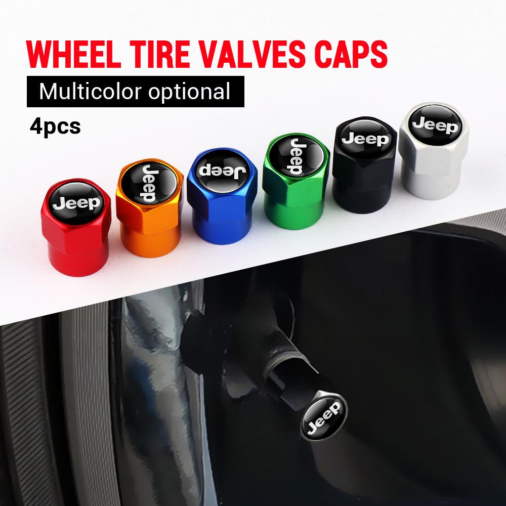 4Pcs/set Car Tire Valve Caps Mental Dust-proof Cover Decoration For JEEP Grand Cherokee Renegade Wrangler Compass Accessories AMT1