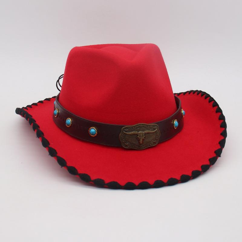 Men'S And Women'S Ethnic Style Western Cowboy Hat Sunscreen Travel Sunshade Top Hat Big Brim Jazz Hat Knight Hat