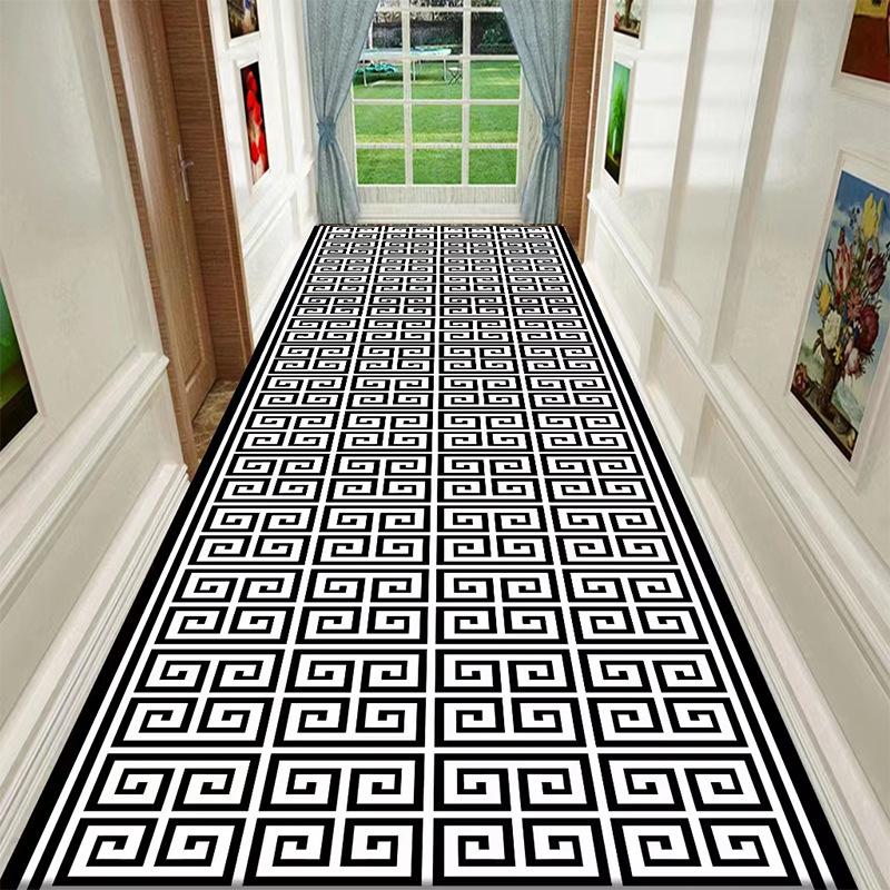 Retro Long Corridor Carpet Runner Hallway Long Rug Customizable Hotel Decoration Stair Carpet Aisle Non-slip Floor Mat Luxury