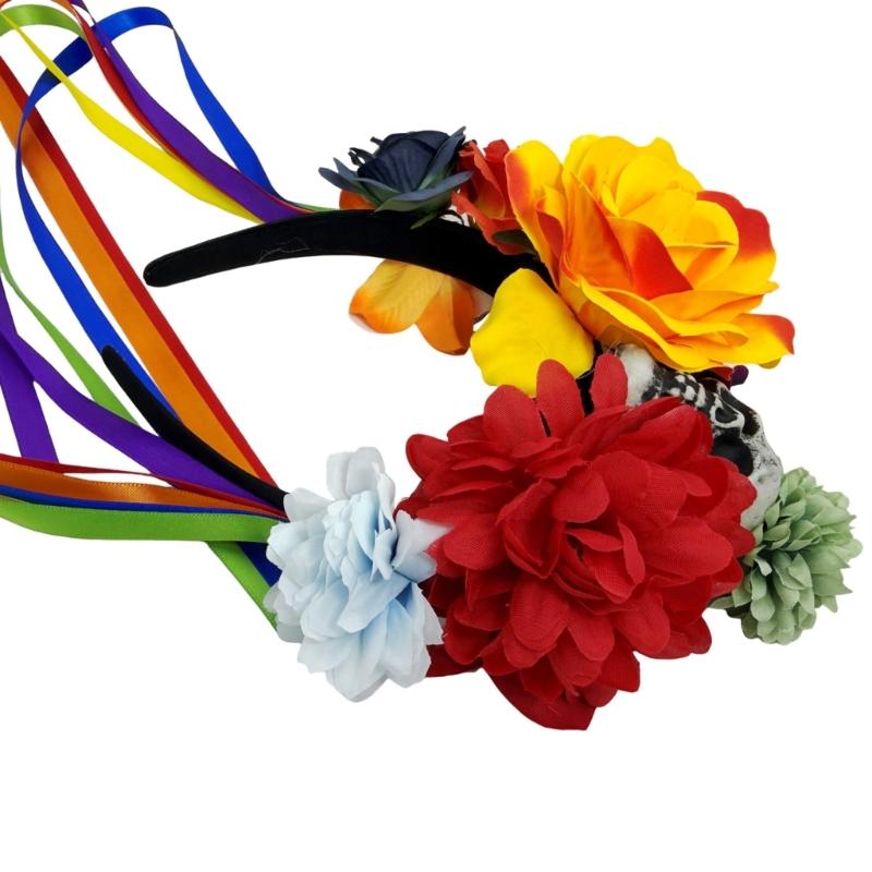 Faixa de Cabeça com Design de Flor de Caveira Para Festa de Halloween Leve Confortável Aro de Cabelo Faixa de Cabelo Única Acessório de Cabeça para Cosplay