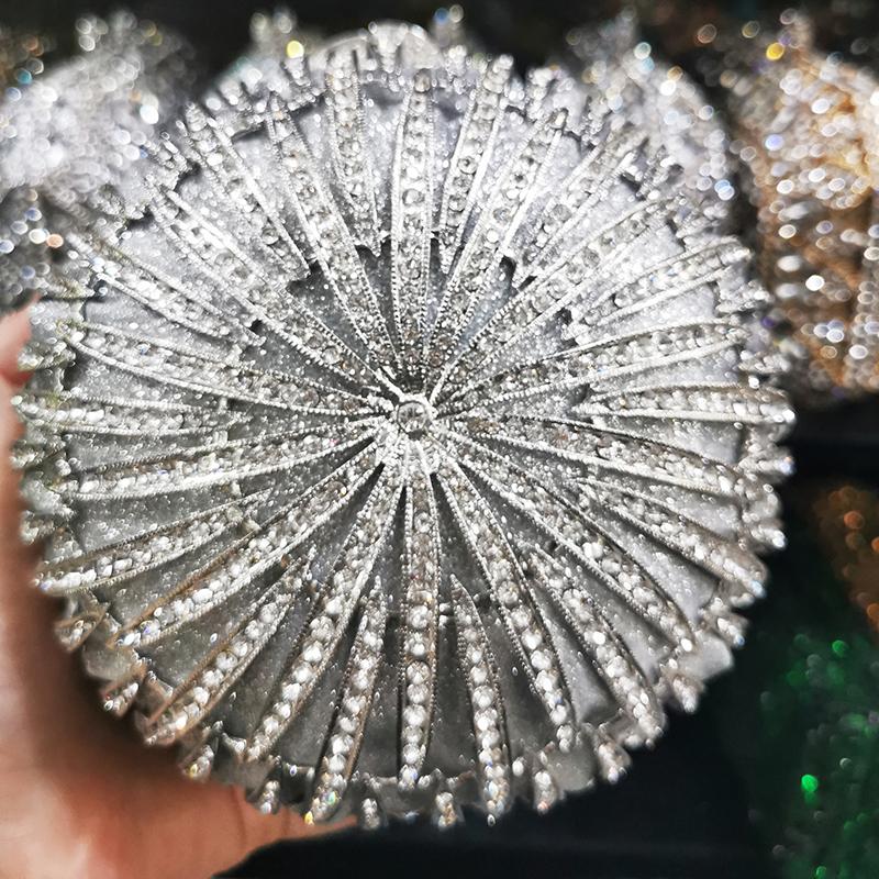 WHTUOHENG Ball Clear Crystal Clutches Evening Bag Women Luxury Diamond Prom Wedding Bridal Purse Rhinestone Mini Minaudiere