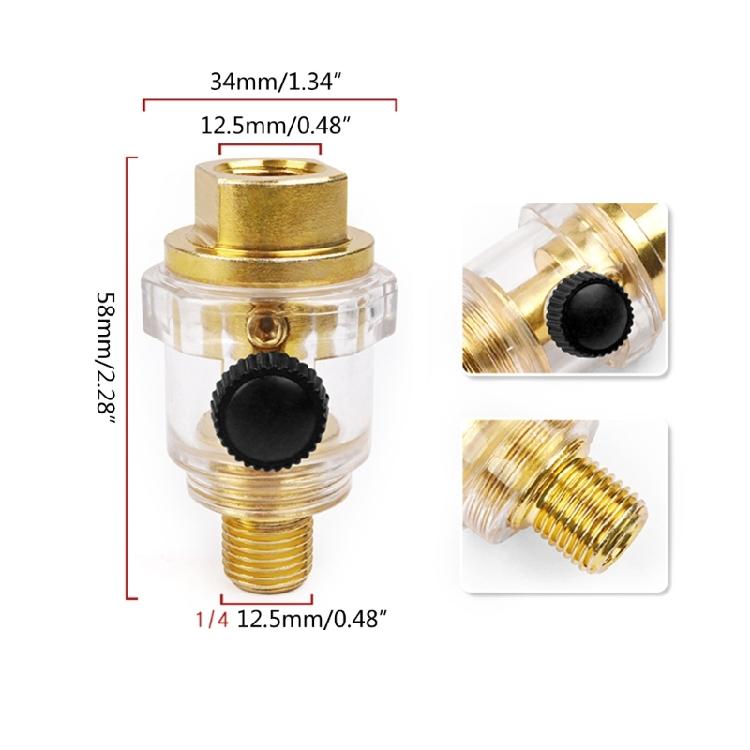 Automatic Mini In- Line Oiler 1/4" Oil Lubricator Iron for Air Compression