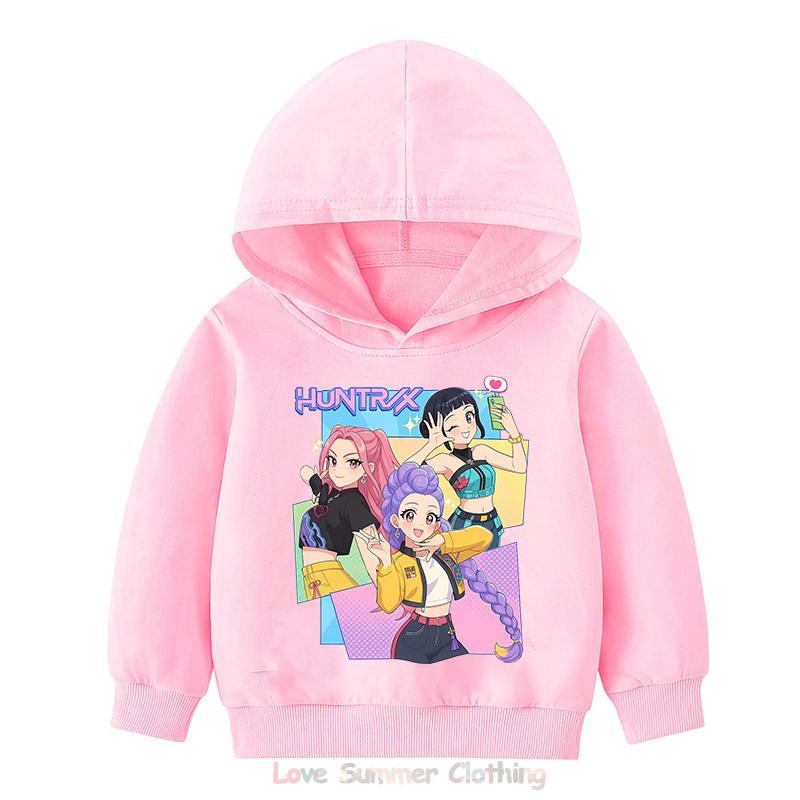 Kpop Demon Hunters Hoodie for Girls Age 4-14 HD Print 100% Polyester Pullover Casual Girls Sweatshirt Fall Many Colors Bulk Discount