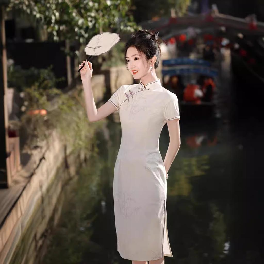 French women's cheongsam 1011 new summer young girl new Chinese silk and linen improved daily can wear noble