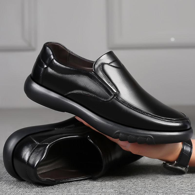 Men's Leather Shoes Office Round Toe Thick Sole Black Male Casual Loafers Shoe Platform Designer Adults Fashion 2025 Social Pu