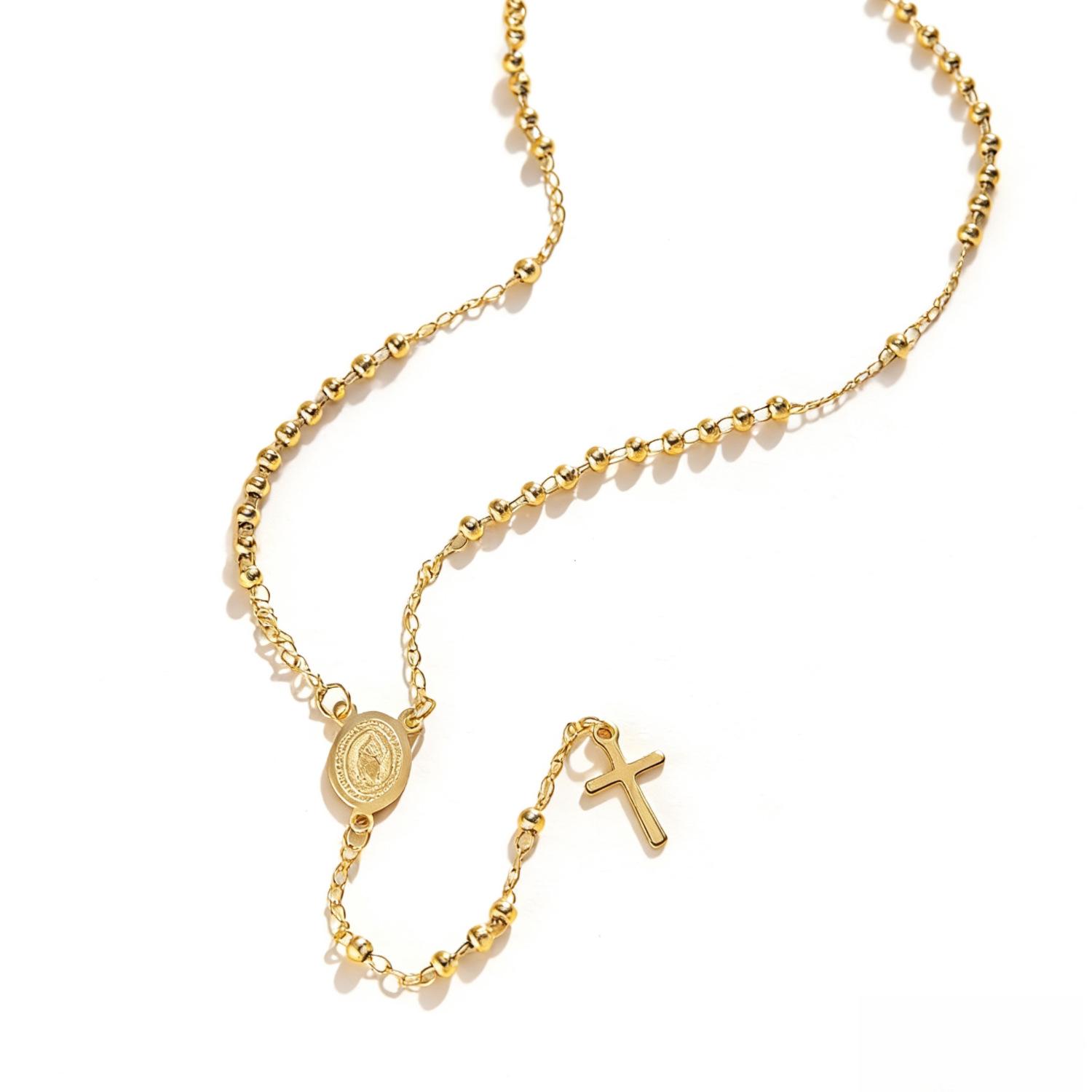 Retro Virgin Mary Cross Necklace: Stainless Steel Collarbone Chain with Unique Explosion Style for Women золотой