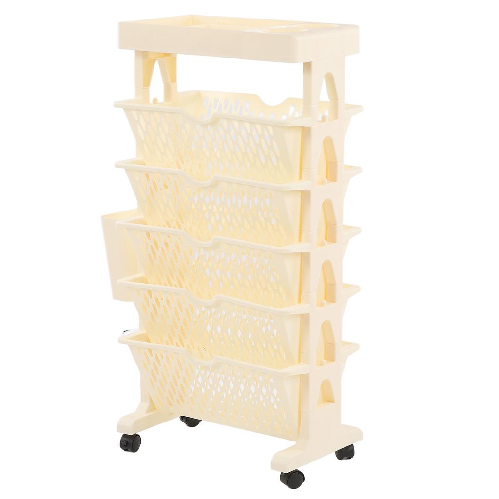 Movable Bookshelf 6 Tier Large Capacity Thickened Multifunctional Rolling Book Rack for Deskside Living Room