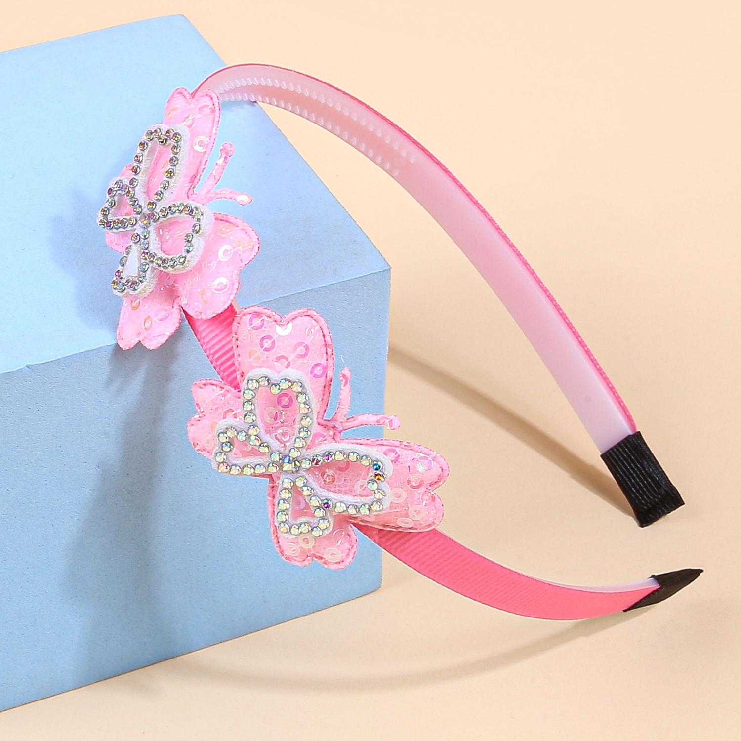 

1/6 шт. Хрустальные повязки на голову с бабочками для девочек, пластиковые ободки для волос, милая повязка на голову с бабочкой из пайеток, детские аксессуары для волос