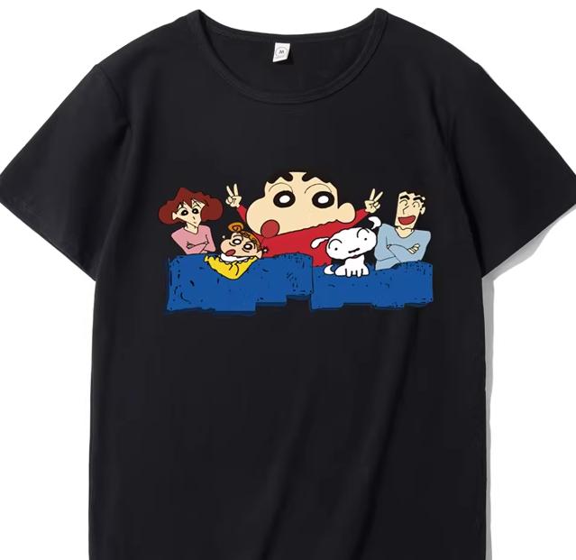 Crayon Shin-chan Harajuku Mens Womens Oversized Y2k Short Sleeve Streetwear Casual Cotton High Quality Female Male Clothing Tee